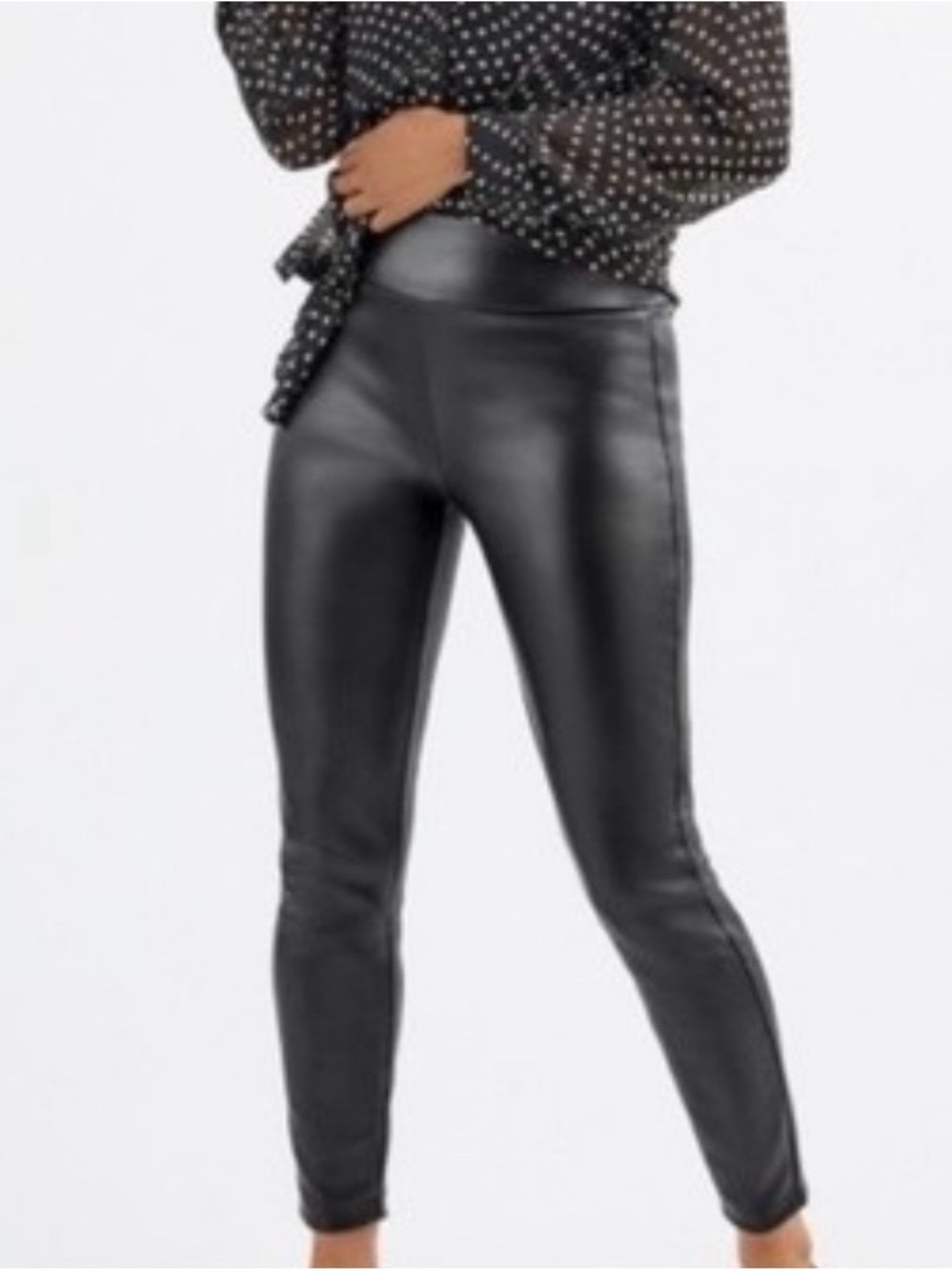 CAbi Black Faux Leather High-Waist Leggings